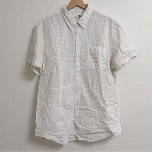 Bonobos White 100% Cotton Polka Dot Button-Up Short Sleeve Shirt, Size XL Long